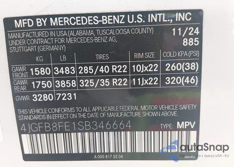 2025 Mercedes-Benz Gle 580 4Matic from USA, damaged, VIN 4JGFB8FE1SB346664